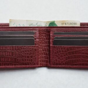 GHANCHE Bifold Leather Wallet Crocodile Texture (Maroon) GH-BFL-13