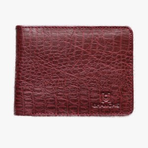 GHANCHE Bifold Leather Wallet Crocodile Texture (Maroon) GH-BFL-13