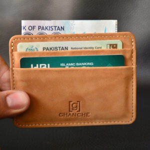 GHANCHE Sleek Nubuck Leather Card Holder (Golden Brown) GH-SLK-04