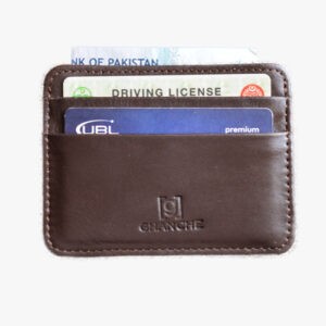 GHANCHE Sleek Leather Card Holder (Dark Shinny Brown) GH-SLK-09