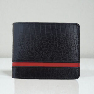 Ghanche Bifold Red Line Leather Wallet (Black) GH-BFL-01
