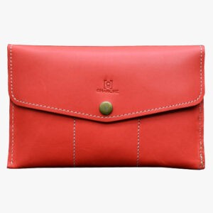 GHANCHE Leather Compact Flip Wallet (Orange Red) GH-CFW-01