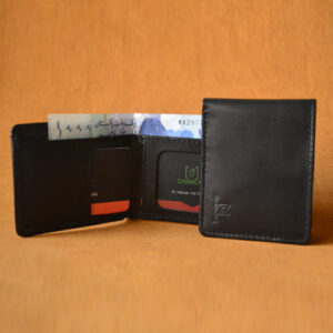 GHANCHE Dollar Size Leather Wallet (Black) GH-DS-01