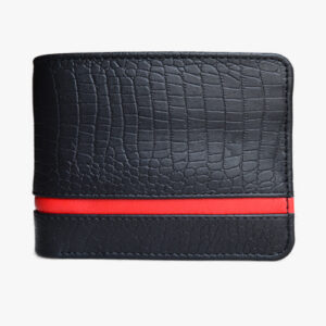 Ghanche Bifold Red Line Leather Wallet (Black) GH-BFL-01