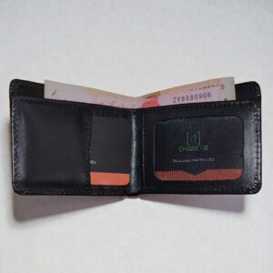 GHANCHE Dollar Size Leather Wallet (Black) GH-DS-01
