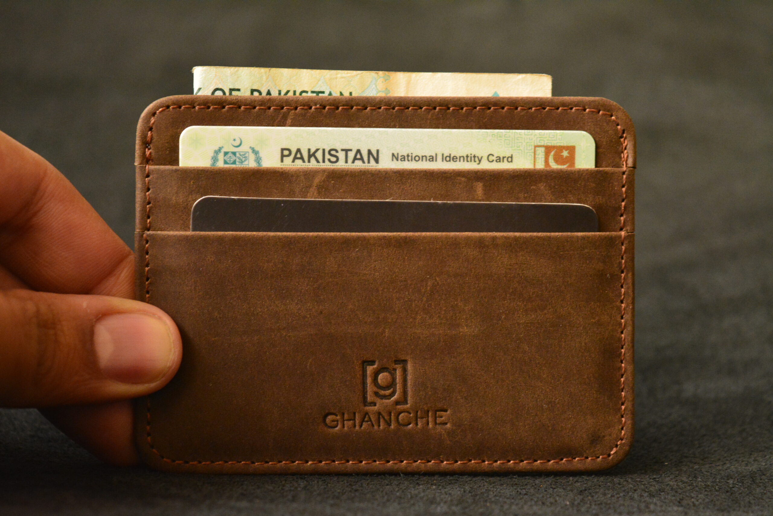 GHANCHE Sleek Leather Card Holder (Dark Brown) GH-SLK-01 - Image 2